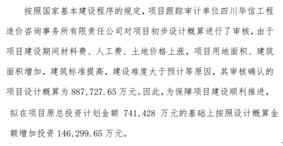 泸州老窖增加酿酒工程技改项目投资 增加投资14.63亿元